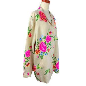 GO SILK Women long shirt  52ch 32 Long size 2X Silk  Linen